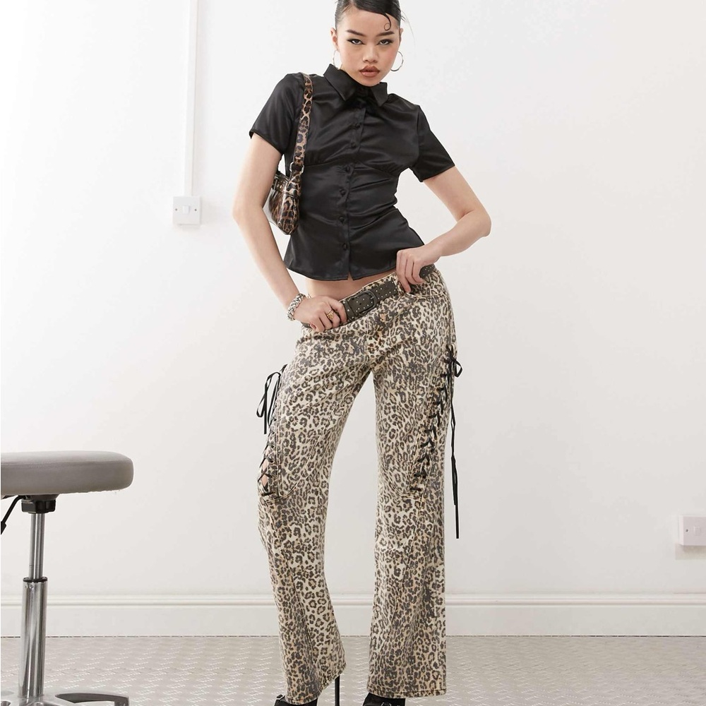 Princess Polly Black Satin Button-Up Top